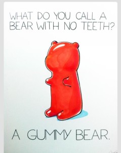 What do you call a bear with no teeth?